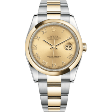 Rolex Datejust 36 Rolesor Yellow Domed / Oyster / Champagne Roman 116203-0128