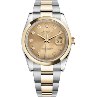 Rolex Datejust 36 Rolesor Yellow Domed / Oyster / Champagne Diamonds 116203-0130