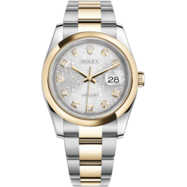 Rolex Datejust 36 Rolesor Yellow Domed / Oyster / Silver Computer 116203-0132
