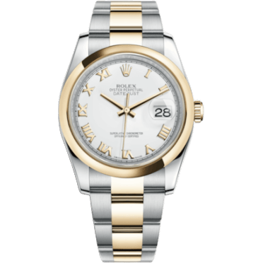 Rolex Datejust 36 Rolesor Yellow Domed / Oyster / White Roman 116203-0135