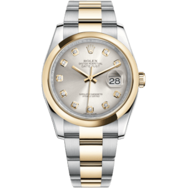 Rolex Datejust 36 Rolesor Yellow Domed / Oyster / Silver Diamond 116203-0136