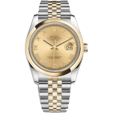 Rolex Datejust 36 Rolesor Yellow Domed / Jubilee / Champagne Roman 116203-0141