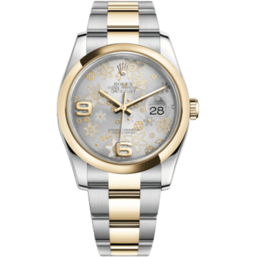 Rolex Datejust 36 Rolesor Yellow Domed / Oyster / Silver Floral 116203-0146