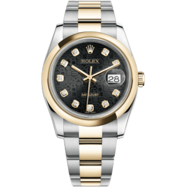 Rolex Datejust 36 Rolesor Yellow Domed / Oyster / Black Computer 116203-0153