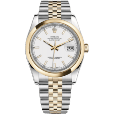 Rolex Datejust 36 Rolesor Yellow Domed / Jubilee / White 116203-0165