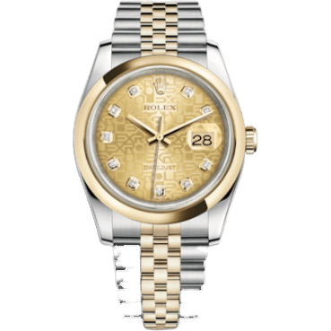 Rolex Datejust 36 Rolesor Yellow Domed / Jubilee / Champagne Computer 116203-0173