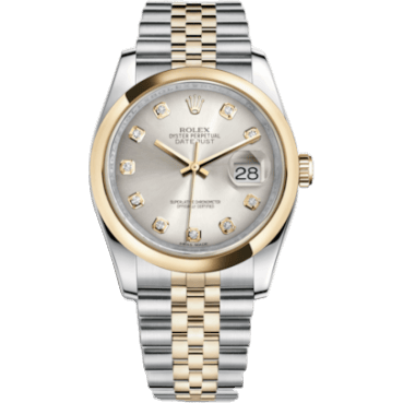 Rolex Datejust 36 Rolesor Yellow Domed / Jubilee / Silver Diamonds 116203-0176