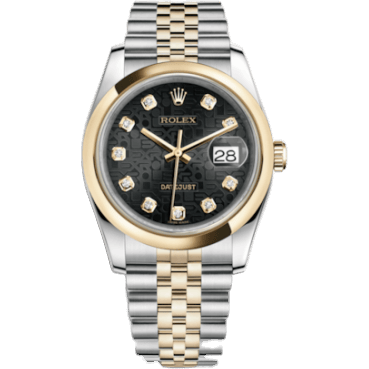 Rolex Datejust 36 Rolesor Yellow Domed / Jubilee / Black Computer 116203-0180