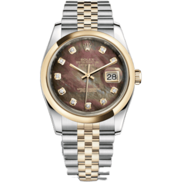 Rolex Datejust 36 Rolesor Yellow Domed / Jubilee / Brown MOP 116203-0181