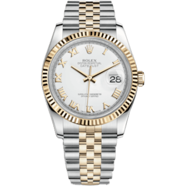 Rolex Datejust 36 Rolesor Yellow Fluted / Jubilee / White Roman 116233-0149