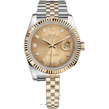 Rolex Datejust 36 Rolesor Yellow Fluted / Jubilee / Champagne Diamonds 116233-0150
