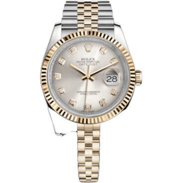 Rolex Datejust 36 Rolesor Yellow Fluted / Jubilee / Silver Diamonds 116233-0157