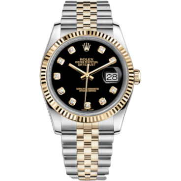 Rolex Datejust 36 Rolesor Yellow Fluted / Jubilee / Black Diamond 116233-0158
