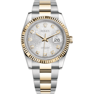 Rolex Datejust 36 Rolesor Yellow Fluted / Oyster / Silver Computer 116233-0168