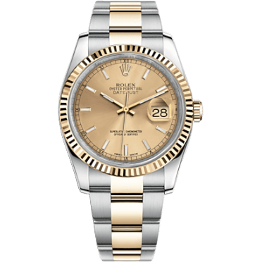 Rolex Datejust 36 Rolesor Yellow Fluted / Oyster / Champagne 116233-0172