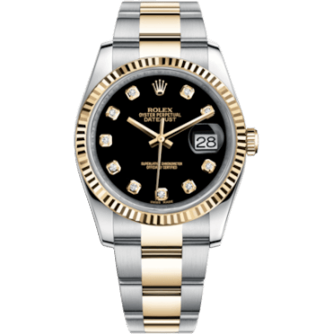Rolex Datejust 36 Rolesor Yellow Fluted / Oyster / Black Diamond 116233-0175
