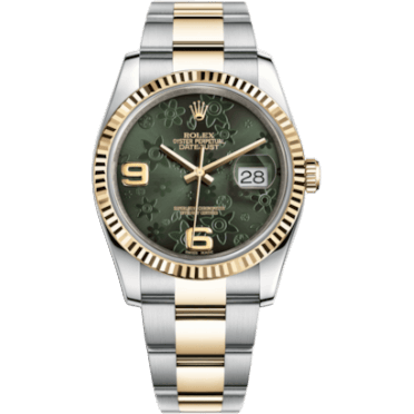 Rolex Datejust 36 Rolesor Yellow Fluted / Oyster / Green Floral 116233-0183