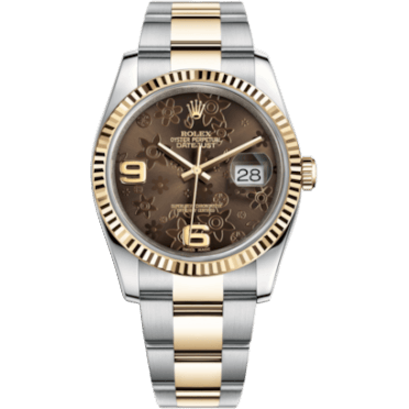 Rolex Datejust 36 Rolesor Yellow Fluted / Oyster / Bronze Floral 116233-0184