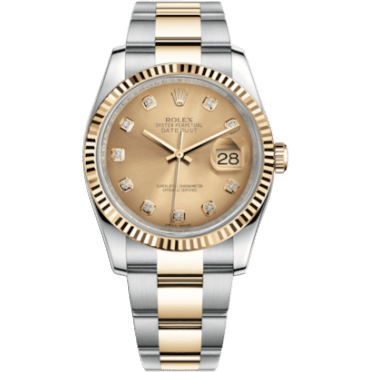 Rolex Datejust 36 Rolesor Yellow Fluted / Oyster / Champagne Diamonds 116233-0191