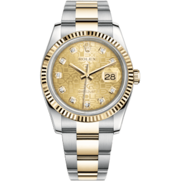 Rolex Datejust 36 Rolesor Yellow Fluted / Oyster / Champagne Computer 116233-0192