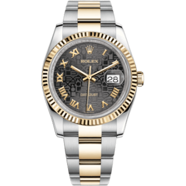 Rolex Datejust 36 Rolesor Yellow Fluted / Oyster / Black Computer Roman 116233-0196