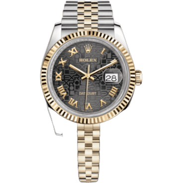 Rolex Datejust 36 Rolesor Yellow Fluted / Jubilee / Black Computer Roman 116233-0198
