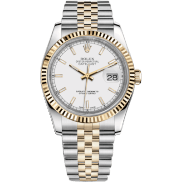 Rolex Datejust 36 Rolesor Yellow Fluted / Jubilee / White 116233-0200