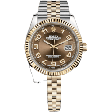 Rolex Datejust 36 Rolesor Yellow Fluted / Jubilee / Bronze Arabic 116233-0209