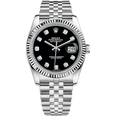 Rolex Datejust 36 Stainless Steel Fluted / Jubilee / Black Diamond 116234-0083