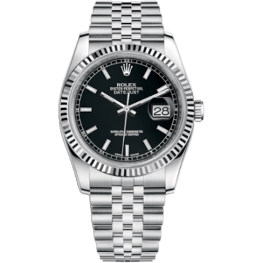 Rolex Datejust 36 Stainless Steel Fluted / Jubilee / Black 116234-0085