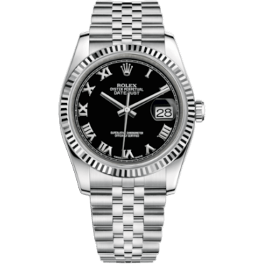 Rolex Datejust 36 Stainless Steel Fluted / Jubilee / Black Roman 116234-0086