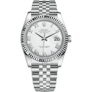 Rolex Datejust 36 Stainless Steel Fluted / Jubilee / White Roman 116234-0089