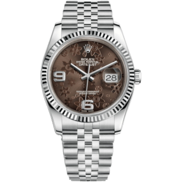 Rolex Datejust 36 Stainless Steel Fluted / Jubilee / Chocolate Floral 116234-0116