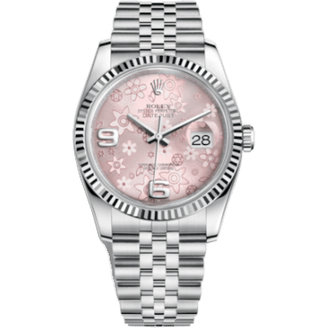 Rolex Datejust 36 Stainless Steel Fluted / Jubilee / Pink Floral 116234-0117