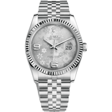 Rolex Datejust 36 Stainless Steel Fluted / Jubilee / Silver Floral 116234-0118
