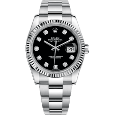 Rolex Datejust 36 Stainless Steel Fluted / Oyster / Black Diamond 116234-0132