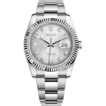 Rolex Datejust 36 Stainless Steel Fluted / Oyster / Silver Computer 116234-0135