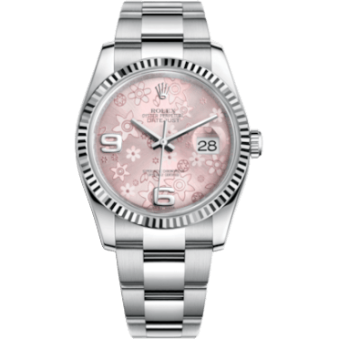 Rolex Datejust 36 Stainless Steel Fluted / Oyster / Pink Floral 116234-0144