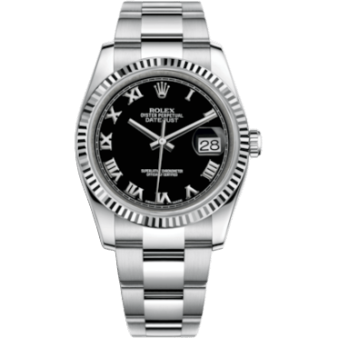 Rolex Datejust 36 Stainless Steel Fluted / Oyster / Black Roman 116234-0146