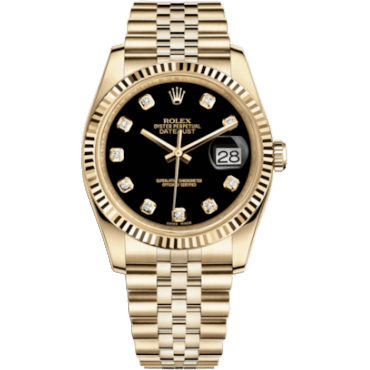 Rolex Datejust 36 Yellow Gold Fluted / Jubilee / Black Diamonds 116238-0067