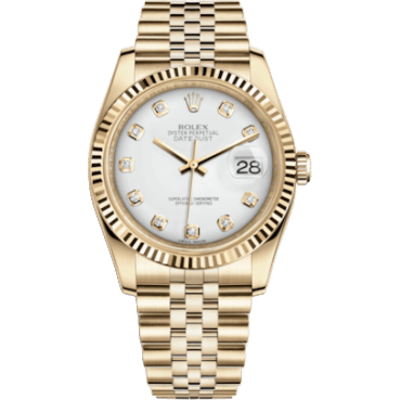 Rolex Datejust 36 Yellow Gold Fluted / Jubilee / White Diamonds 116238-0068