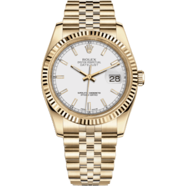 Rolex Datejust 36 Yellow Gold Fluted / Jubilee / White 116238-0072