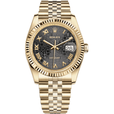 Rolex Datejust 36 Yellow Gold Fluted / Jubilee / Black Computer Roman 116238-0073