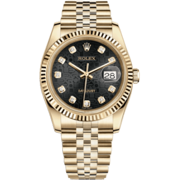 Rolex Datejust 36 Yellow Gold Fluted / Jubilee / Black Computer 116238-0078