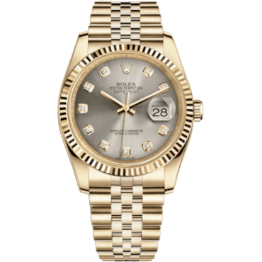 Rolex Datejust 36 Yellow Gold Fluted / Jubilee / Rhodium Diamonds 116238-0079