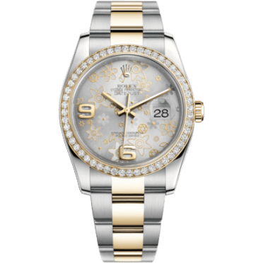 Rolex Datejust 36 Rolesor Yellow Diamond / Oyster / Silver Floral 116243-0008