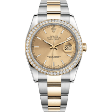Rolex Datejust 36 Rolesor Yellow Diamond / Oyster / Champagne 116243-0030