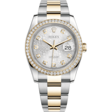 Rolex Datejust 36 Rolesor Yellow Diamond / Oyster / Silver Computer 116243-0035