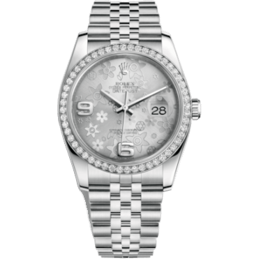 Rolex Datejust 36 Stainless Steel Diamond / Jubilee / Silver Floral 116244-0002