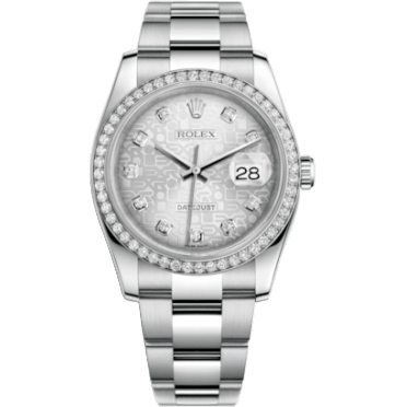 Rolex Datejust 36 Stainless Steel Diamond / Oyster / Silver Computer 116244-0024